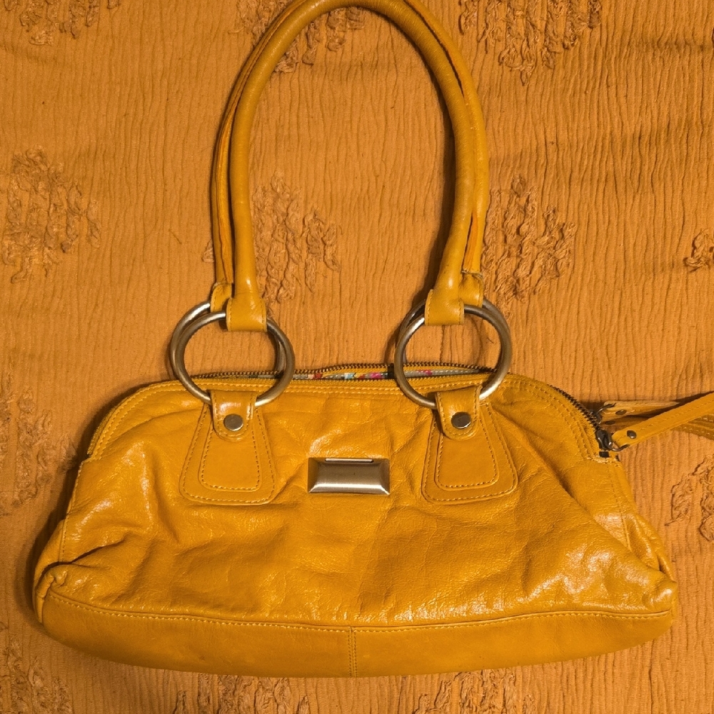 Latico Mustard Yellow Shoulder Bag with Silver Accents